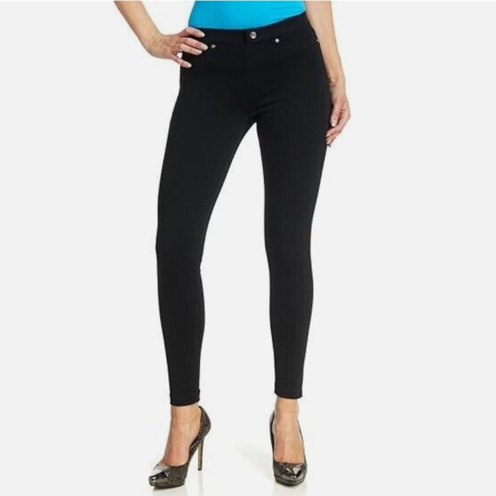HUE Women's Super Smooth Denim Leggings XS Black Jeggings Stretchy Comfortable